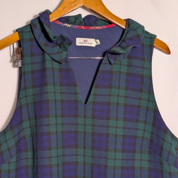 VINEYARD VINES |‎ Plaid Meredith Midi Dress Sleeveless Ruffle Neck Preppy Sz 16 - Picture 4 of 11
